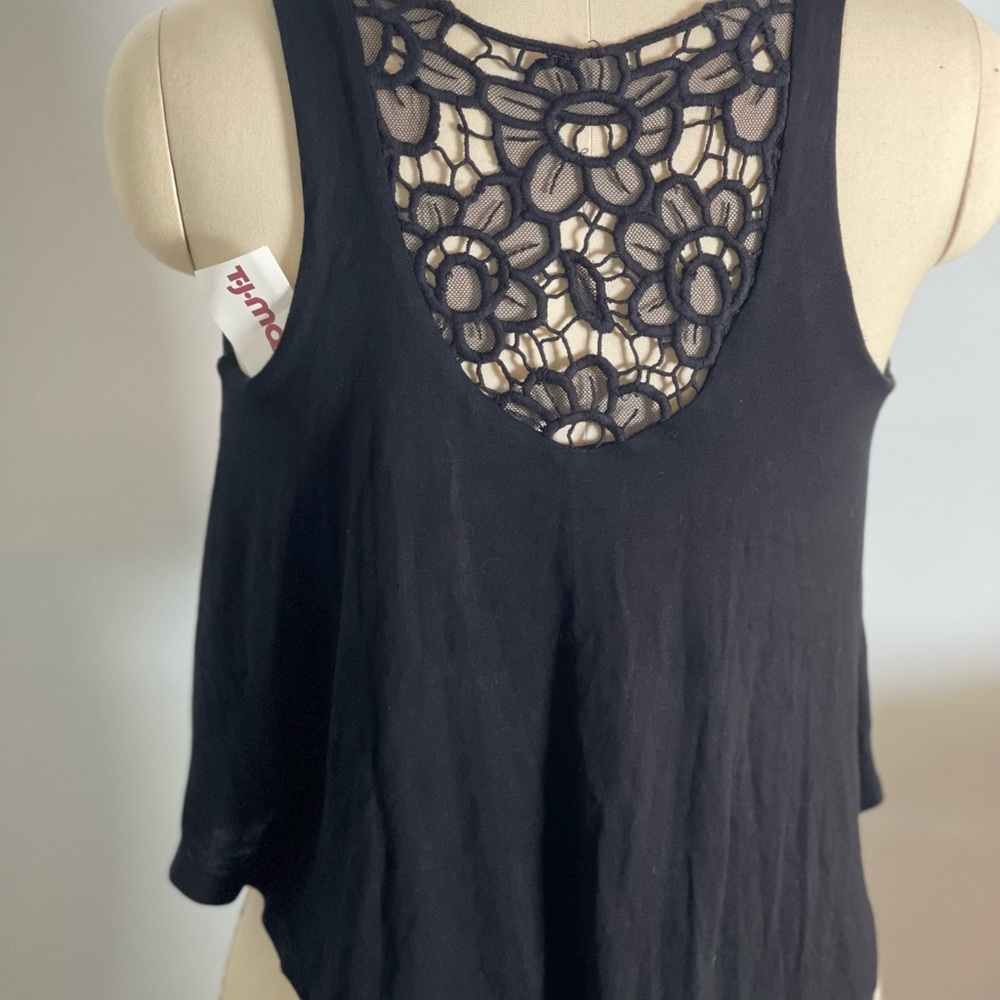 Monteau Black Crop Top With Lace Top Back- Small-NWT